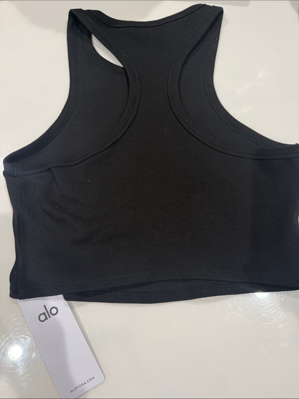 ALO Yoga Black Ribbed Crop Tank Top - Picture 2 of 3